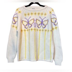 Vintage Acrylic Butterfly Sweater, large